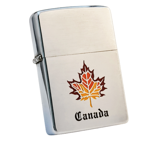 Bật Lửa Zippo Canada Khắc Ăn Mòn Phủ Sơn Lá Phong Canada Hiếm Gặp