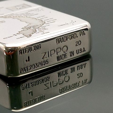 Bật Lửa Zippo Bạc Đúc Nguyên Khối Sterling Replica 1941 Chủ Đề Bản Đồ Hình Chữ S Việt Nam ZB62