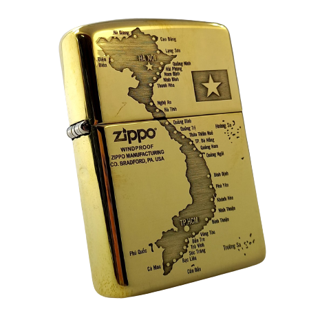 Bật Lửa Zippo Đồng Nguyên Khối Chủ Đề Bản Đồ Việt Nam ZKB98