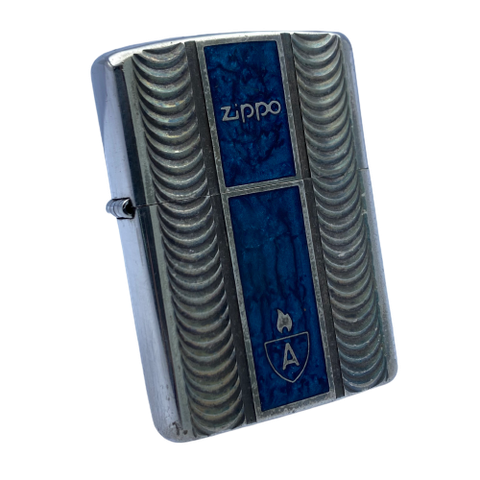 Bật Lửa Zippo Armor Mạ Bạc Vân Sóng Men Xanh Vân Đá Rất Hiếm Năm 2004 ZQHU85