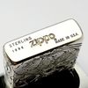 Bật Lửa Zippo Bạc Đúc Nguyên Khối Sterling Sủi Tay Hoa Văn Năm 1995 Used ZBU110