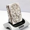 Bật Lửa Zippo Bạc Đúc Nguyên Khối Sterling Sủi Tay Hoa Văn Năm 2001 Used ZBU111