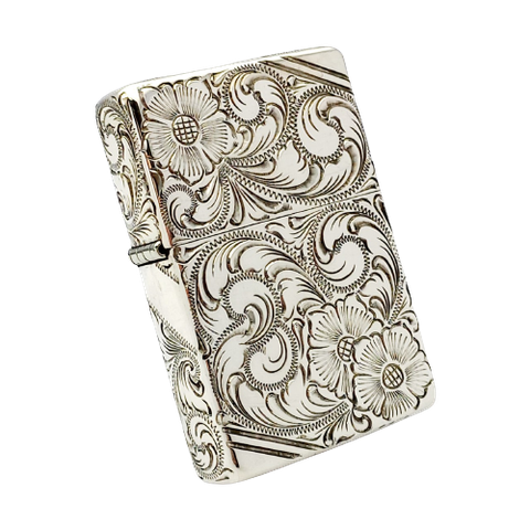 Bật Lửa Zippo Bạc Đúc Nguyên Khối Sterling Sủi Tay Hoa Văn Năm 1995 Used ZBU110