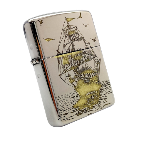 Bật Lửa Zippo Armor Đồng Mạ Chrome Chủ Đề Thuận Buồm Xuôi Gió ZKC56