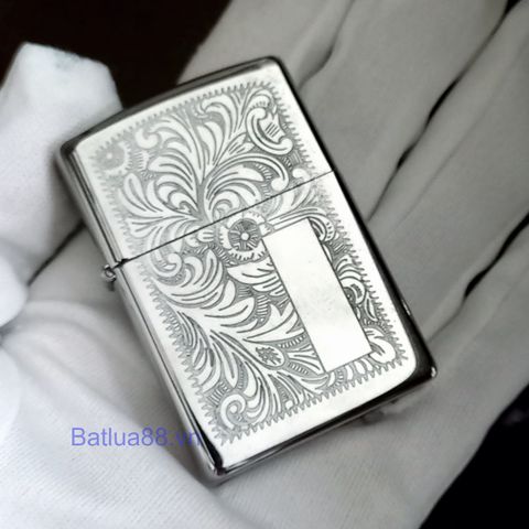 BẬT LỬA ZIPPO HOA VĂN Ý VENETIAN TRẮNG Z261