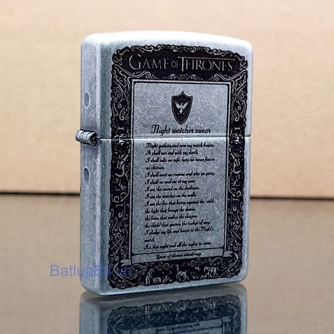 Bật Lửa Zippo Antique Silver Plated Khắc Game Of Thrones Z321