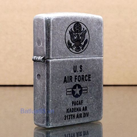 Bật Lửa Zippo Antique Silver Plated Mạ Bạc Khắc Quân Đội U.S AIR FORCE - Z320