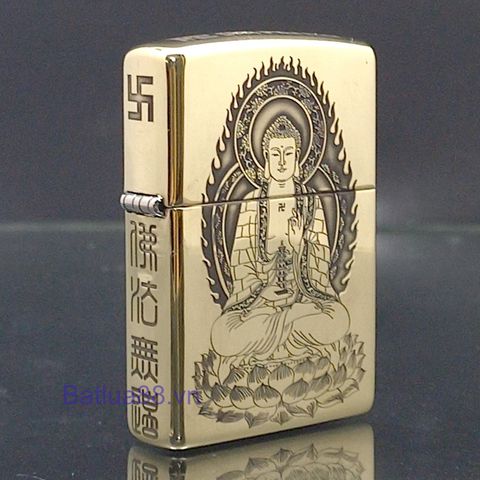 Bật Lửa Zippo Đồng Nguyên Khối Chủ Đề Đức Phật Dược Sư Tọa Đài Sen ZKB99