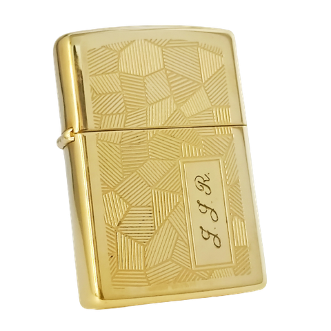 Bật Lửa Zippo Đồng Khối Mạ Vàng Gold Plaed Hoa Văn Shimmer Hiếm Gặp  Đời VIII La Mã Sản Xuất Năm 1992 ZL531