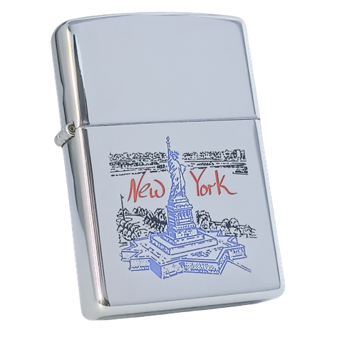 Bật Lửa Zippo Đồng Khối Mạ Chrome Bóng Chủ Đề Liberty Cực Hiếm Gặp  Đời XIII La Mã Sản Xuất Năm 1997 ZL525