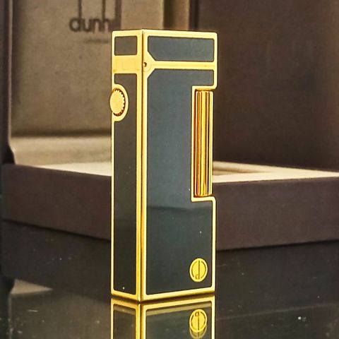 Bật Lửa Dunhill Bọc Vàng Men Men Đen New full box Cực Hiếm DH129