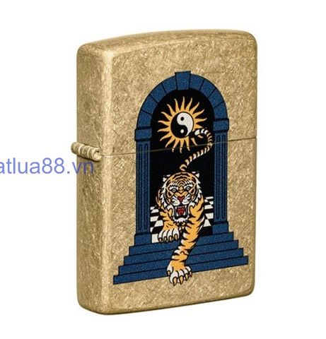 Bật Lửa Zippo 48613 – Zippo Tiger Tattoo Design Tumbled Brass ZM123