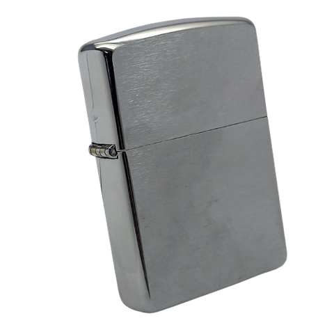 Bật Lửa Zippo Đồng Khối Mạ Chrome Phay Xước Trơn 2 Mặt Đời XII La Mã Năm 1996 ZL553