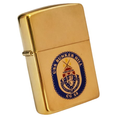 Bật Lửa Zippo Đồng Khối Chủ Đề Tầu Chiến Mạ Vàng Gold Plated Hiếm Gặp Đời VIII La Mã Năm 1992 ZQH139