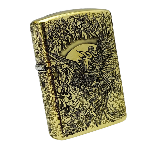 Bật Lửa Zippo Đồng Khối Armor Vỏ Dày Khắc Chủ Đề Phượng Hoàng ZKB104