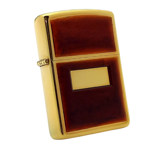 Bật Lửa Zippo Gold Plated Ốp Hổ Phách Hiếm Gặp Đời IV La Mã Năm 1988 ZL608