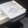 Bật Lửa Zippo Cổ Đồng Khối Mạ Chrome Bóng Chủ Đề Ăn Mòn Phủ Sơn Tầu Chiến 2 Mặt Hiếm Gặp Năm 1972 Đời 2 Vạch Thẳng ZC381