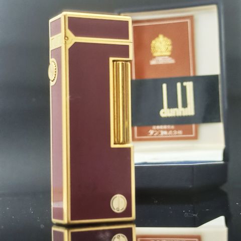 Bật Lửa Dunhill Bọc Vàng Men Đỏ Hiếm Gặp DH131