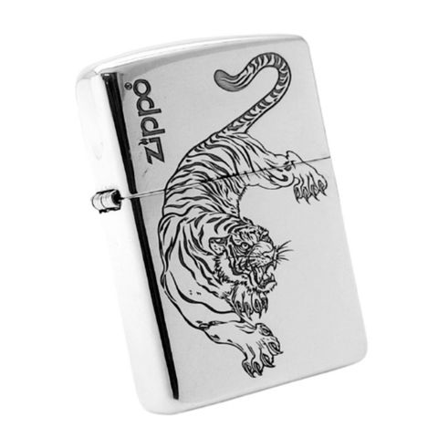 Bật Lửa Zippo Bạc Đúc Nguyên Khối Sterling Armor Vỏ Dầy Chủ Đề Mãnh Hổ ZB74