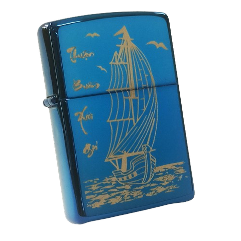 Bật Lửa Zippo Xanh Saphia Chủ Đề Thuận Buồm Xuôi Gió ZKC55