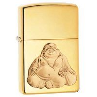 BẬT LỬA ZIPPO BRASS EMBLEM PHẬT DI LẶC MAY MẮN Z79