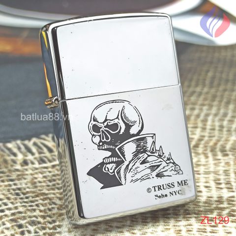 BẬT LỬA ZIPPO CHROME BÓNG SƠN HẤP NHIỆT CHỦ ĐỀ NGƯỜI NGOÀI HÀNH TINH BẢN XUẤT CHÂU ÂU ĐỜI XIII NĂM 1997 ZL129