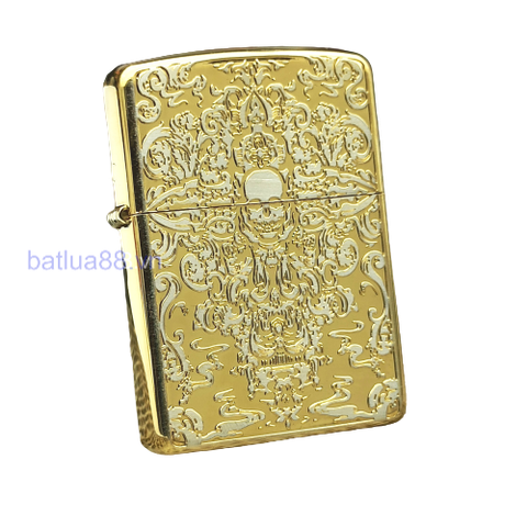 BẬT LỬA ZIPPO AMOR MẠ VÀNG HOA VĂN ĐẦU LÂU 2 MẶT, NĂM 2013 ZL185