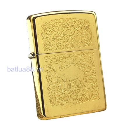 BẬT LỬA ZIPPO MẠ VÀNG GOLD PLATED CHỦ ĐỀ CAMEL HOA VĂN ĐẸP NỔI TIẾNG TOÀN CẦU ĐỜI XI NĂM 1995 ZL229