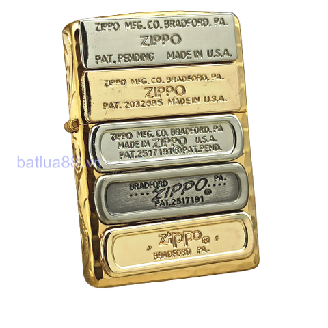 BẬT LỬA ZIPPO 10 ỐP MỘC ĐÁY MẠ VÀNG ZL243