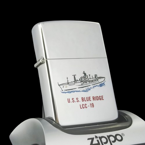 Bật Lửa Zippo Đồng Khối Mạ Chrome Bóng Tầu Chiến 2 Mặt Hiếm Gặp Đời VII La Mã Năm 1991 ZL562