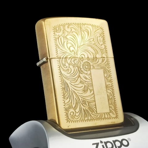 Bật Lửa Zippo Đồng Khối Venetian Hoa Văn Ý Cổ Điển Đời VIII La Mã Năm 1992 ZL605