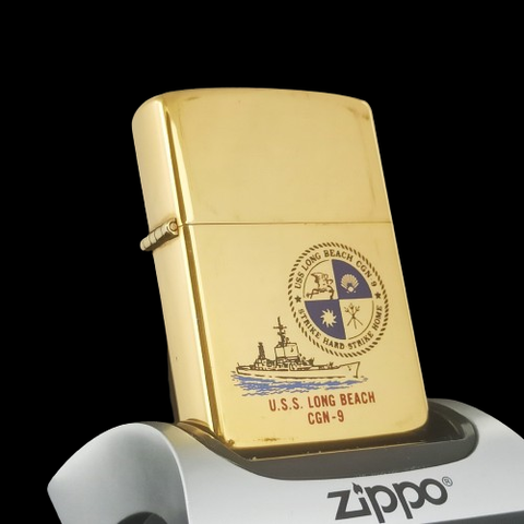 Bật Lửa Zippo Đồng Khối Solid Brass Chu Niên 1932 - 1987 Khắc Ăn Mòn Phủ Sơn Chủ Đề Tầu Chiến Nguyên Zin Chính Hãng Cực Hiếm ZQH105