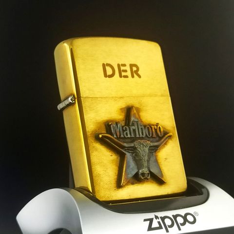 Bật Lửa Zippo Đồng Khối Marlboro Longhorns Đầu Bò Đời VII La Mã Năm 1991 Cực Hiếm ZQH109