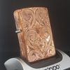 Bật Lửa Zippo Đồng Đỏ Solid Copper Khắc Sủi Tay Thủ Công 5 Mặt Đã Qua Sử Dụng, SX năm 2003 ZQHU108