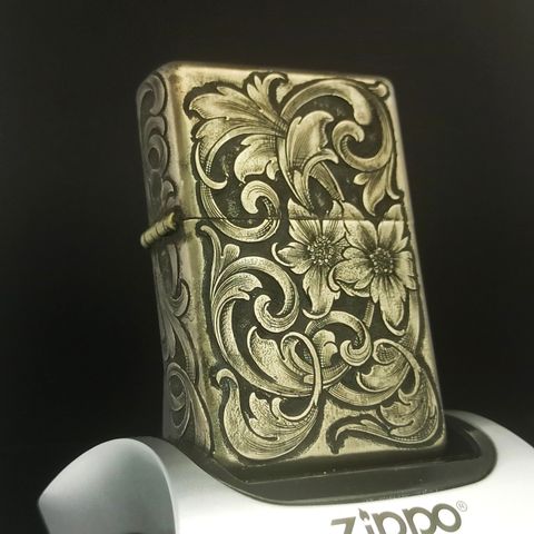 Bật Lửa Zippo Solid Titanium Hoa Văn Khắc Tay Thủ Công Kín 5 Mặt Bản Cực Hiếm Gặp Giá Trị Sưu Tầm Cực Cao Năm 2001 ZQHU70