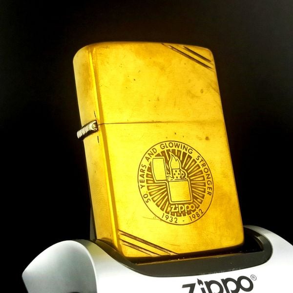 Bật Lửa Zippo Đồng Nguyên Khối Chu Niên Năm 1932 - 1982 Bản Kỷ 