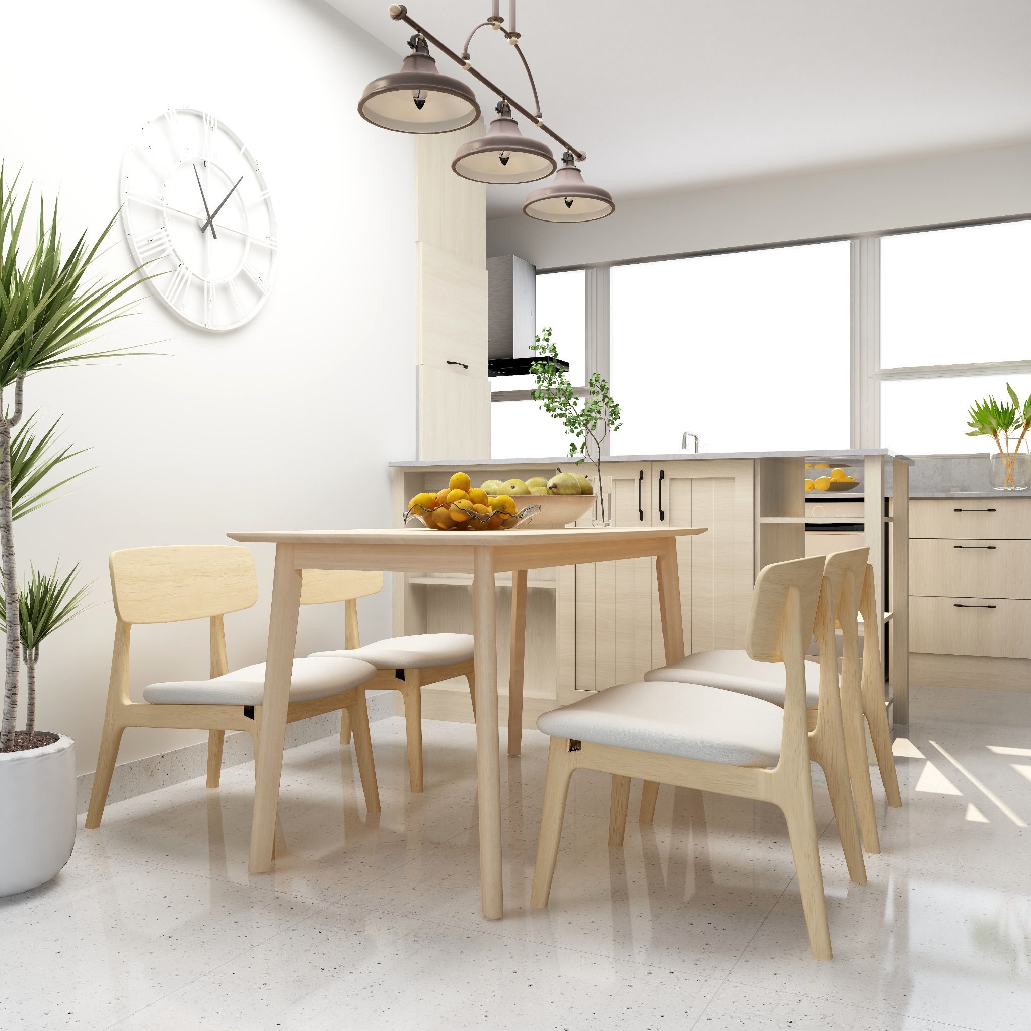 Bộ Bàn Ăn 4 Ghế Gỗ MOHO MILAN 901 (1m25)