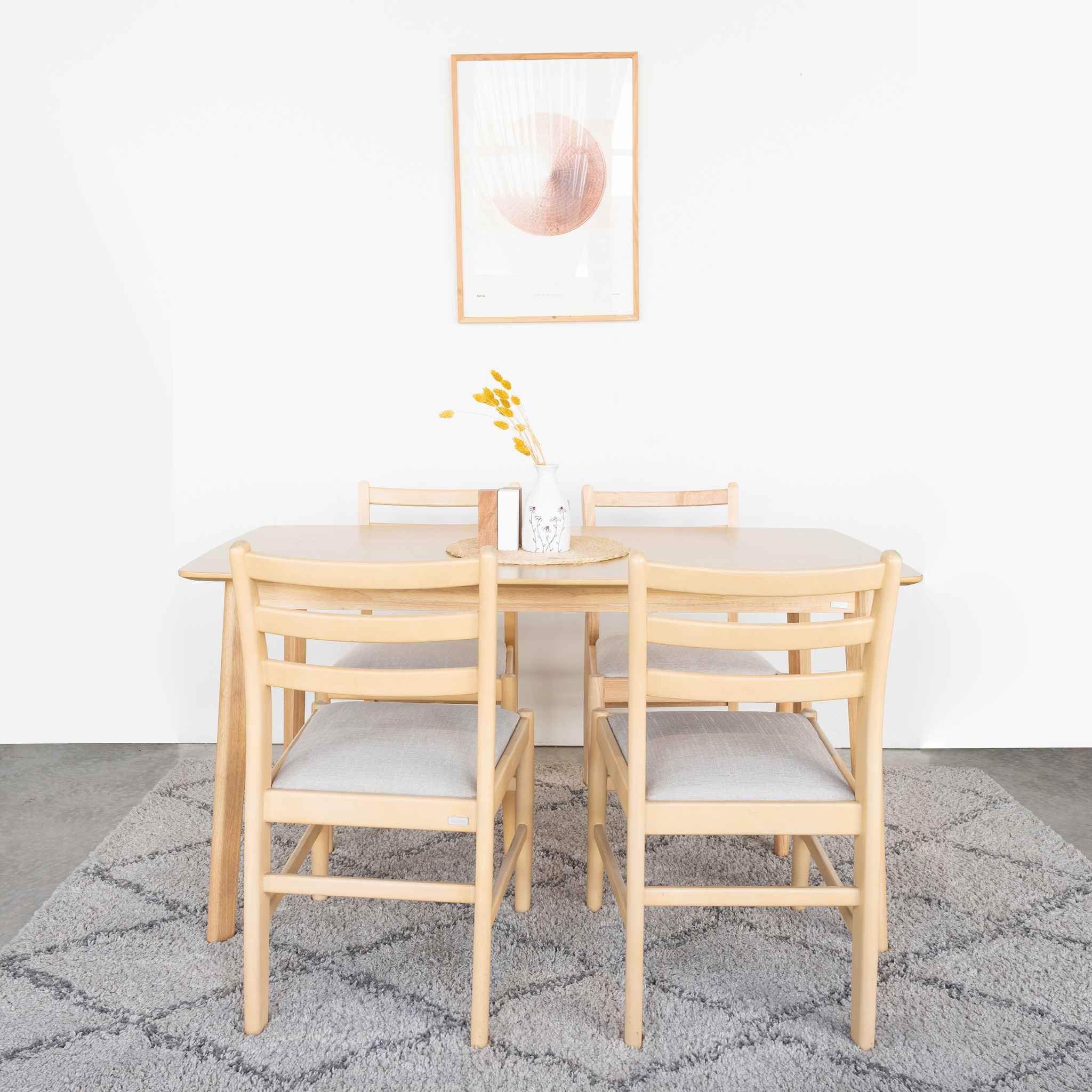 Bộ Bàn Ăn Gỗ 6 Ghế Cao Su MOHO OSLO 601