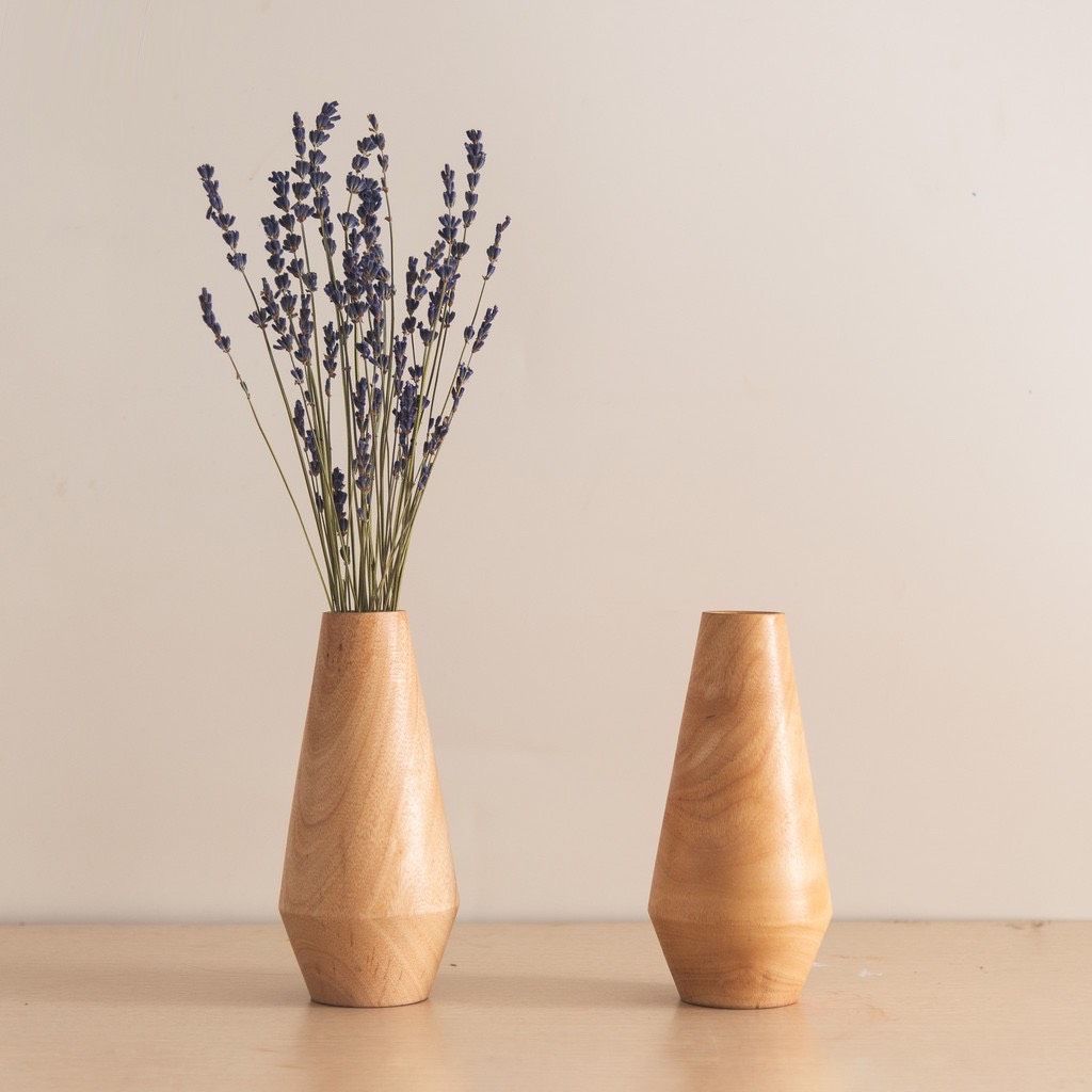 Bình Hoa Gỗ Trụ Quay Decor Cây Cảnh Mini