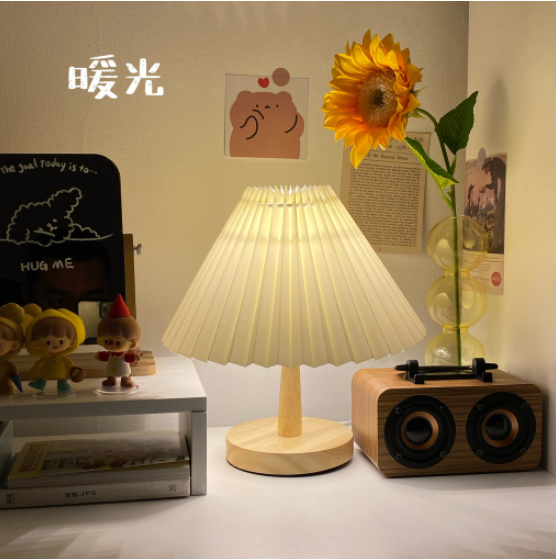 Đèn Ngủ Để Bàn Thân Gỗ Phong Cách Hàn Quốc