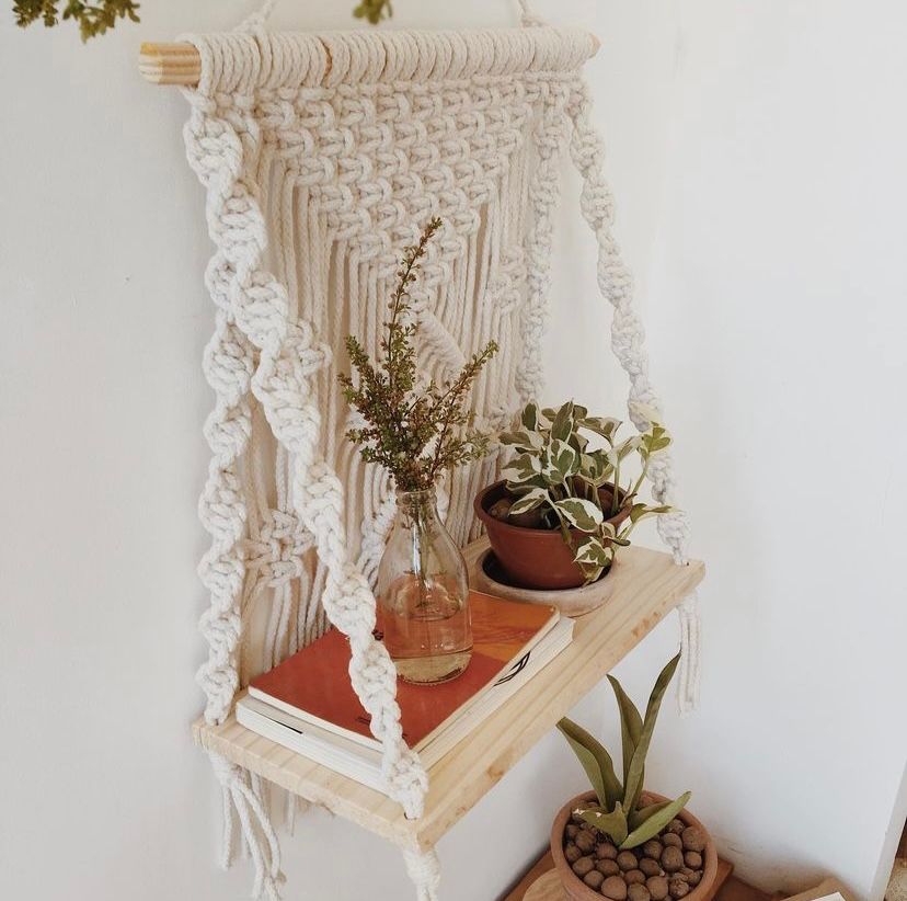 Kệ Treo Tường 01 MACRAME Màu Trắng Kem