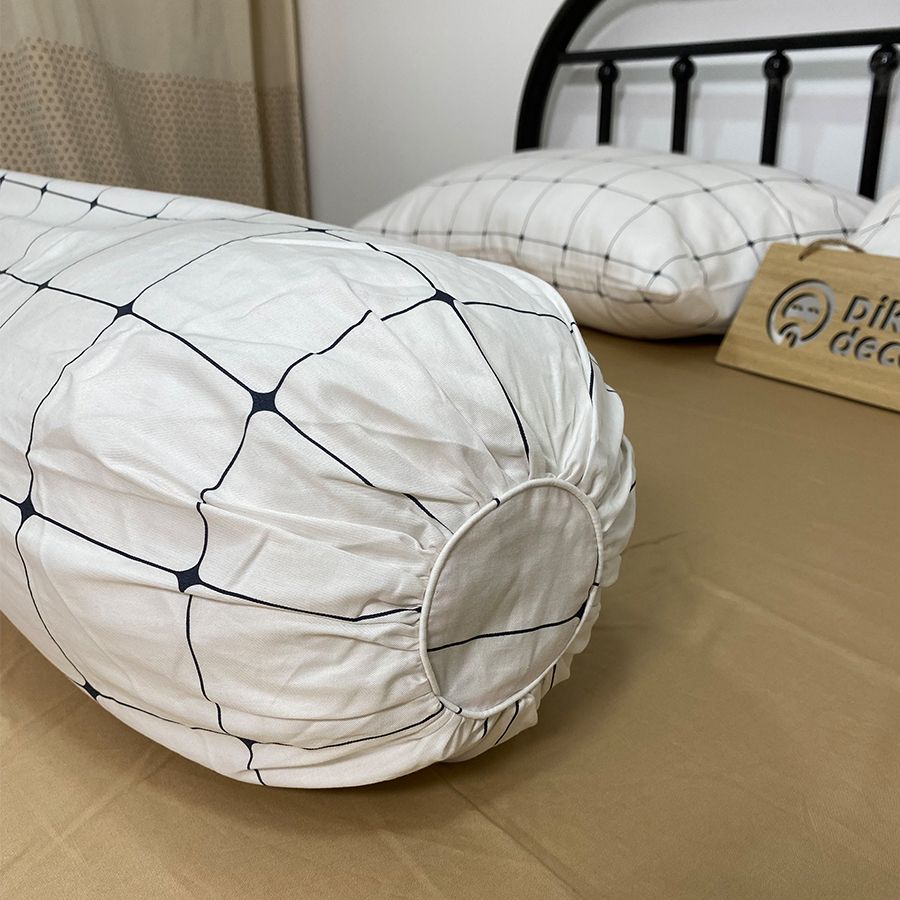 Bộ Chăn Ga Gối Ô Vuông Trắng