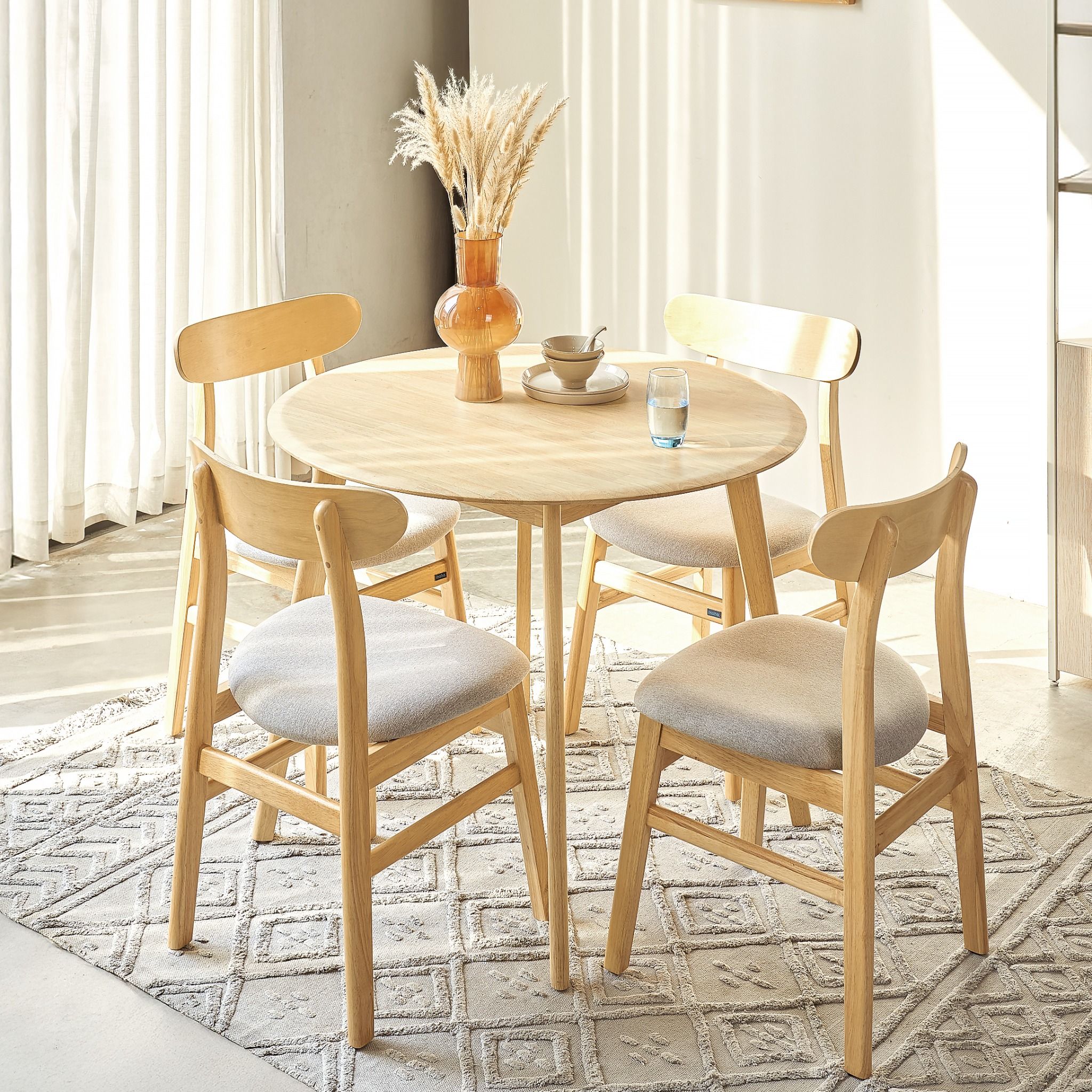 Bộ Bàn Ăn Tròn Oslo (Màu Tự Nhiên, 100)