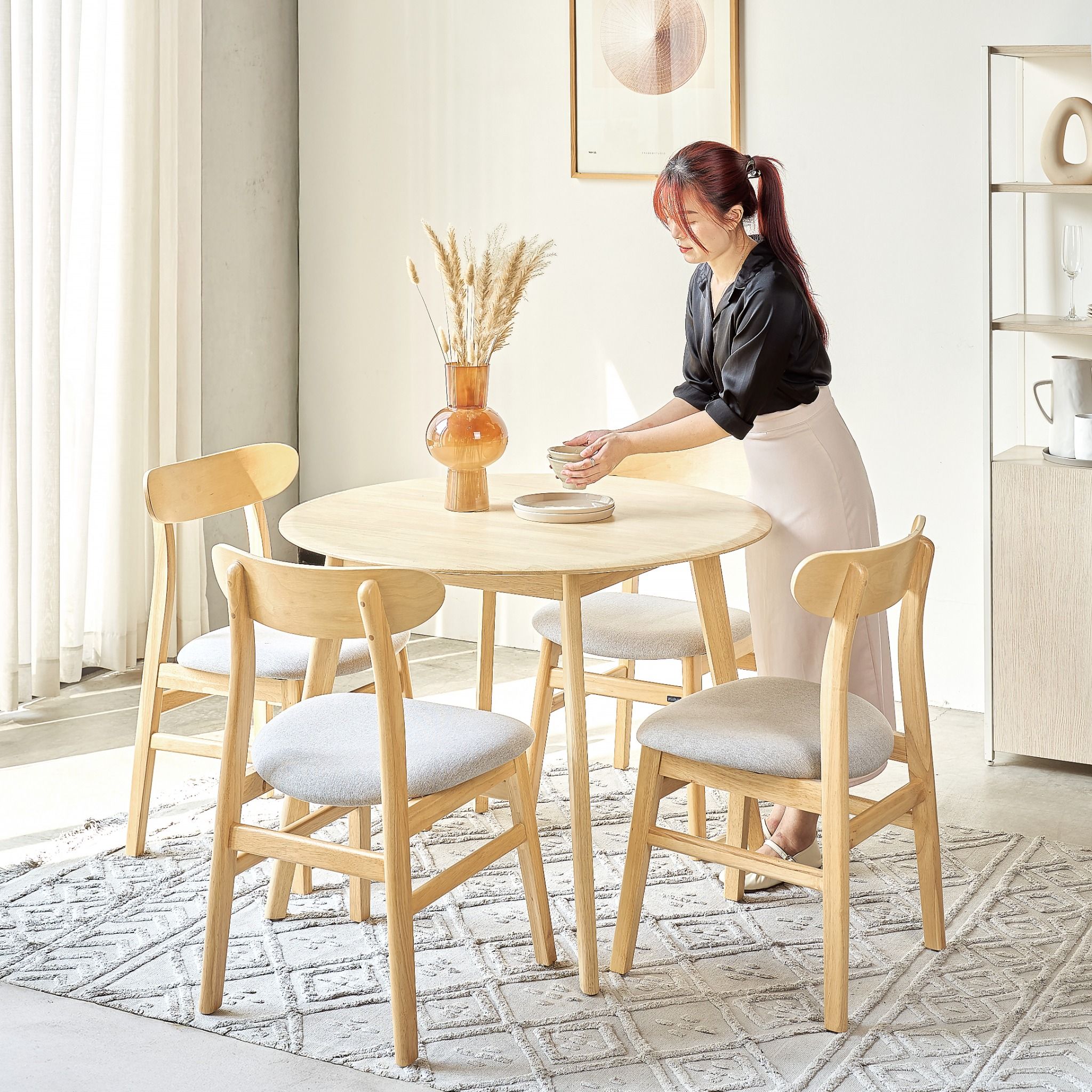 Bộ Bàn Ăn Tròn Oslo (Màu Tự Nhiên, 100)