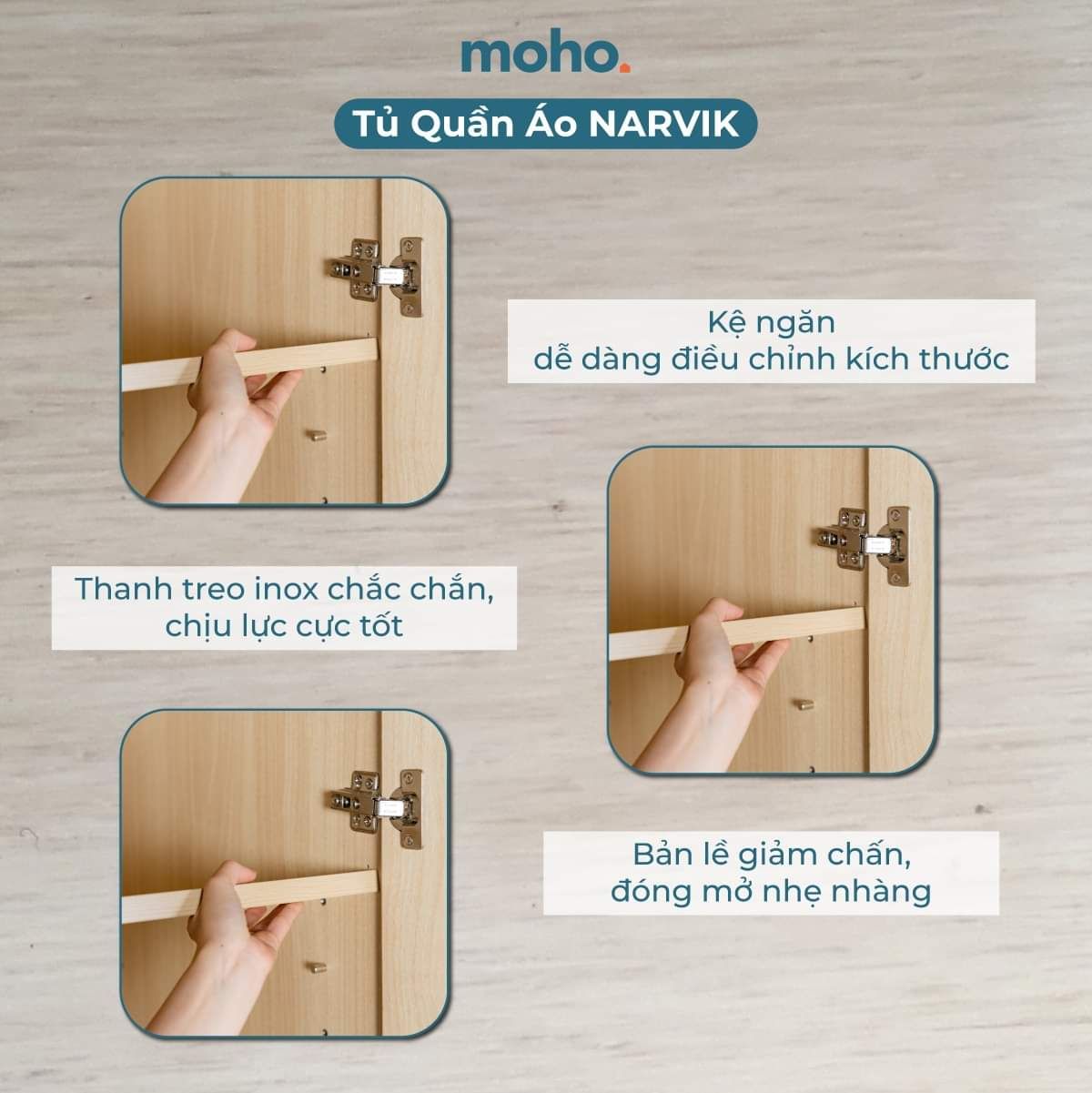 Full Combo Phòng Ngủ Narvik 201 Màu Tự Nhiên