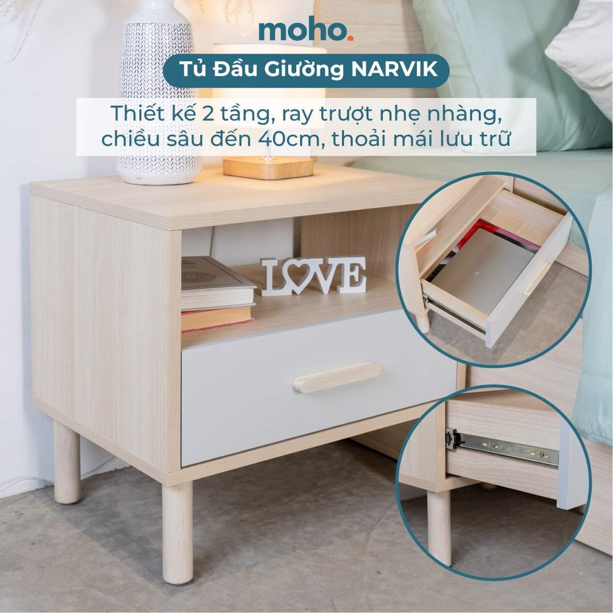 Full Combo Phòng Ngủ Narvik 201 Màu Tự Nhiên