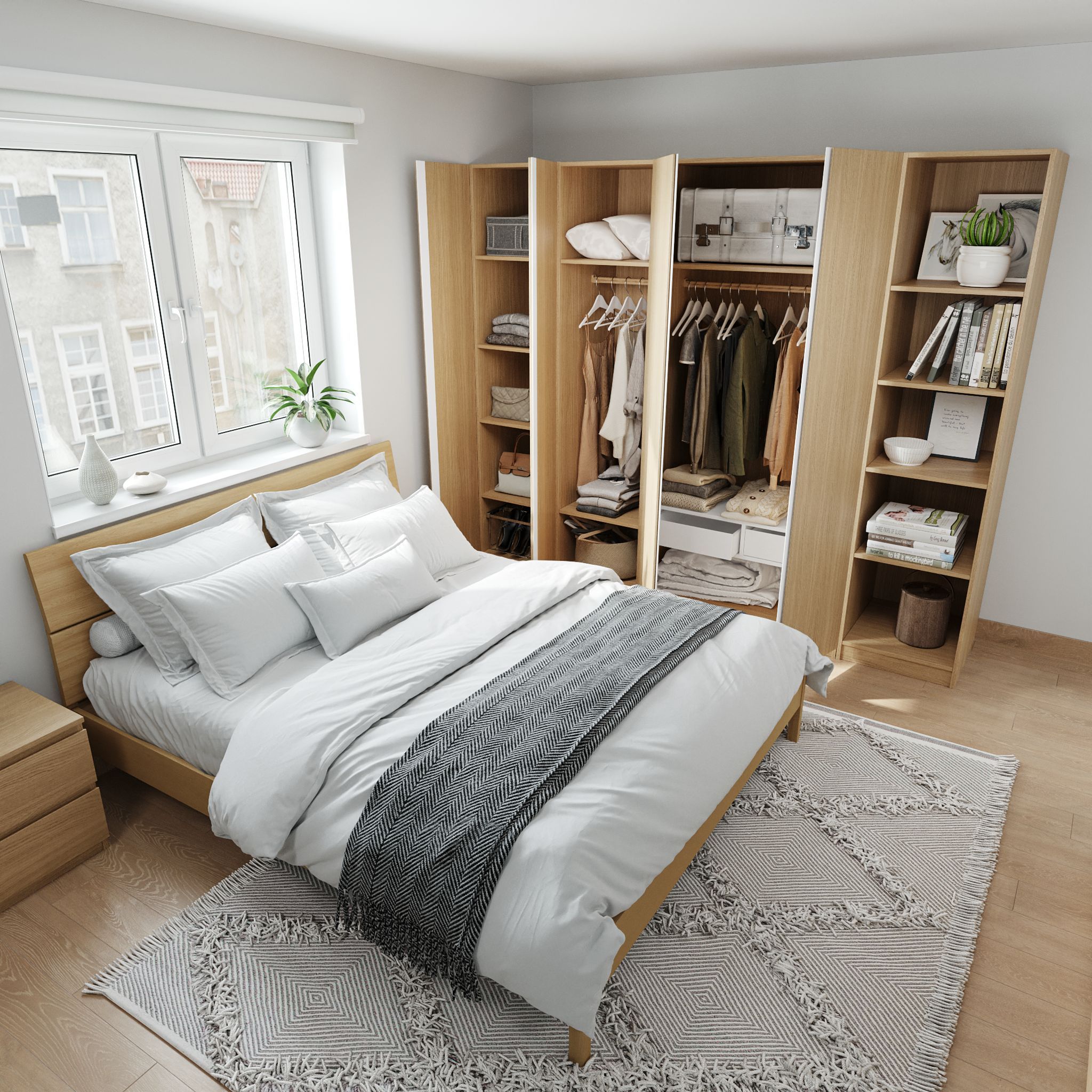 Set Tủ Quần Áo Gỗ MOHO VIENNA 201 4 Cánh Nhiều Màu Sắc