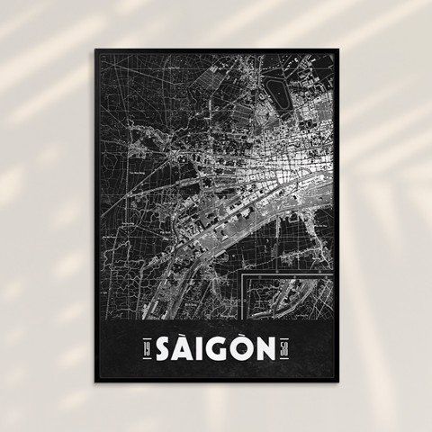 Tranh Saigon Map 05 - Tranh Khung Kính