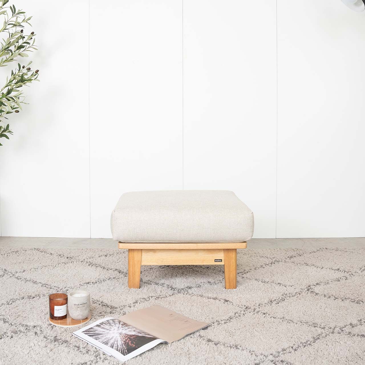 Ghế Đôn Sofa Gỗ Cao Su Tự Nhiên MOHO VLINE 601