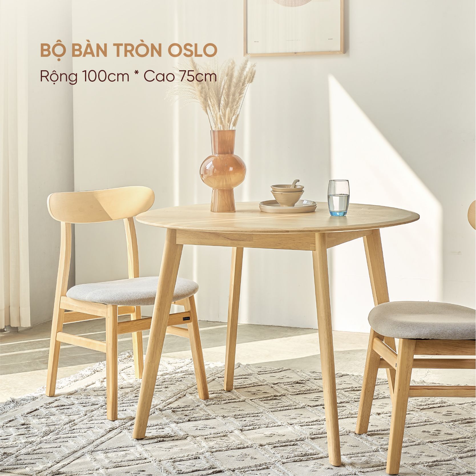 BÀN ĂN TRÒN OSLO (MÀU TỰ NHIÊN 100)